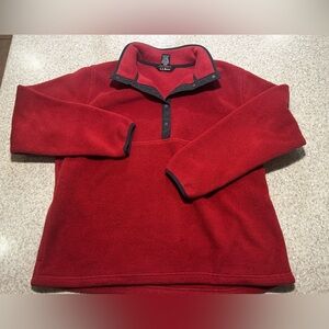 LL Bean Womens Snap T Pullover Fleece Salmon Pink USA Made Sz Large Vtg 90s